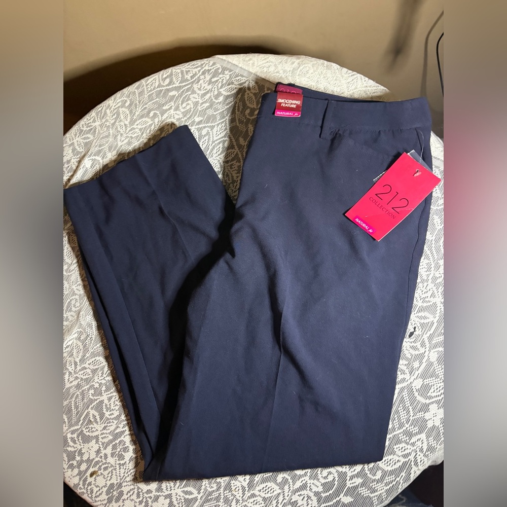 212 Collection Navy Blue Natural Fit Slacks